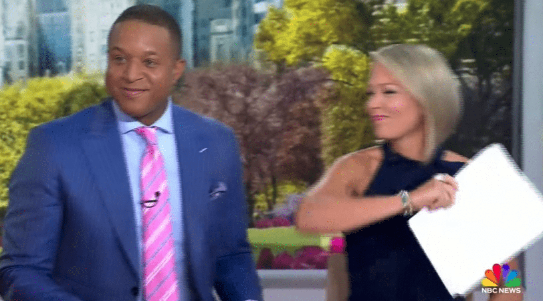 Today host Dylan Dreyer threw her notes at Al Roker after he shaded her husband (NBC)