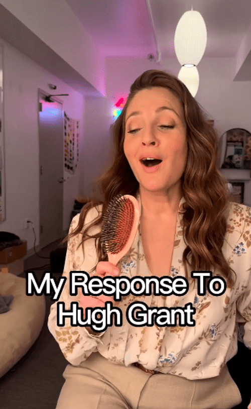 'Oh Hugh... bert, Hugh-bert. That's for you,' Barrymore said with a smile (Instagram/@drewbarrymore)