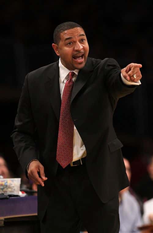 Head coach Mark Jackson of the Golden State Warriors shouts instructions during the game with the Los Angeles Lakers at Staples Center on January 6, 2012 in Los Angeles, California.  NOTE TO USER: User expressly acknowledges and agrees that, by downloading and or using this photograph, User is consenting to the terms and conditions of the Getty Images License Agreement.