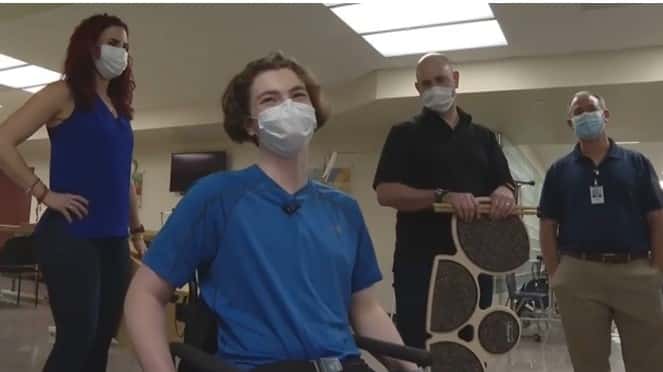 Sammy has been attending inpatient therapy at TIRR Memorial Hermann under the supervision of Dr. Stacey Hall for the past two months. (Screenshot from Fox News)