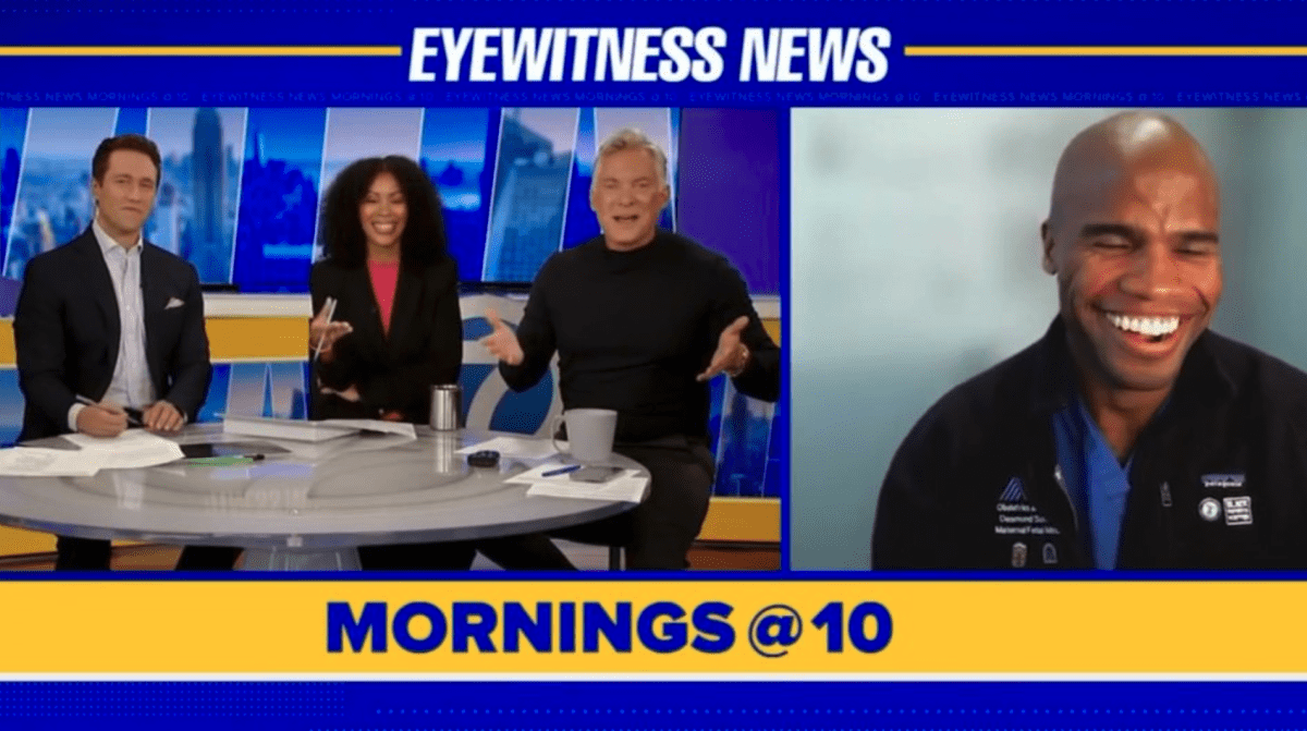 'GMA' star Sam Champion and his co-stars Mike Marza and Shirleen Allicot were in for a surprise on Eyewitness News @ 10 (ABC)