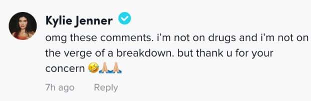 Kylie clearing the rumors on he drug consumption ( Kylie Jenner/TikTok)
