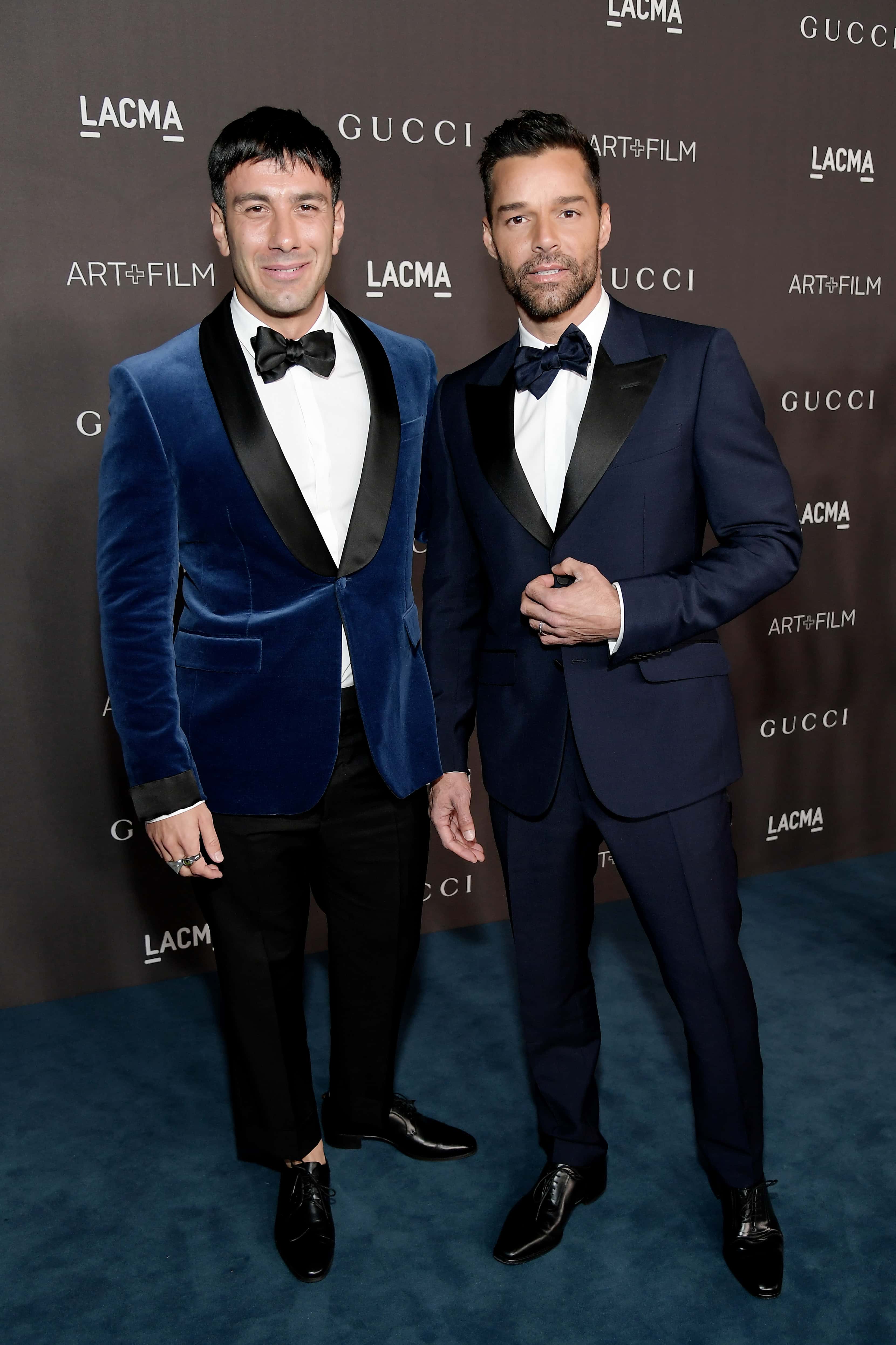 (L-R) Jwan Yosef and Ricky Martin, wearing Gucci, attend the 2019 LACMA Art + Film Gala Presented By Gucci at LACMA on November 02, 2019 in Los Angeles, California.