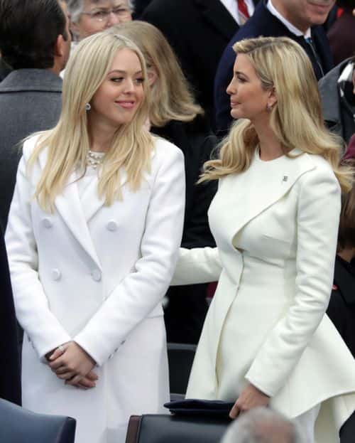 (L-R) Tiffany Trump and Ivanka Trump arrive on the West Front of the U.S. Capitol on January 20, 2017 in Washington, DC. In today's inauguration ceremony Donald J. Trump becomes the 45th president of the United States.