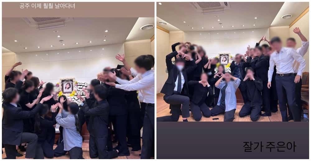 Classmates at Yoo Joo-run's funeral (Dispatch)