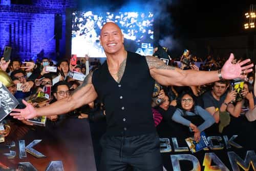 MEXICO CITY, MEXICO - OCTOBER 03: Dwayne Johnson poses during the black carpet for the 'Black Adam F