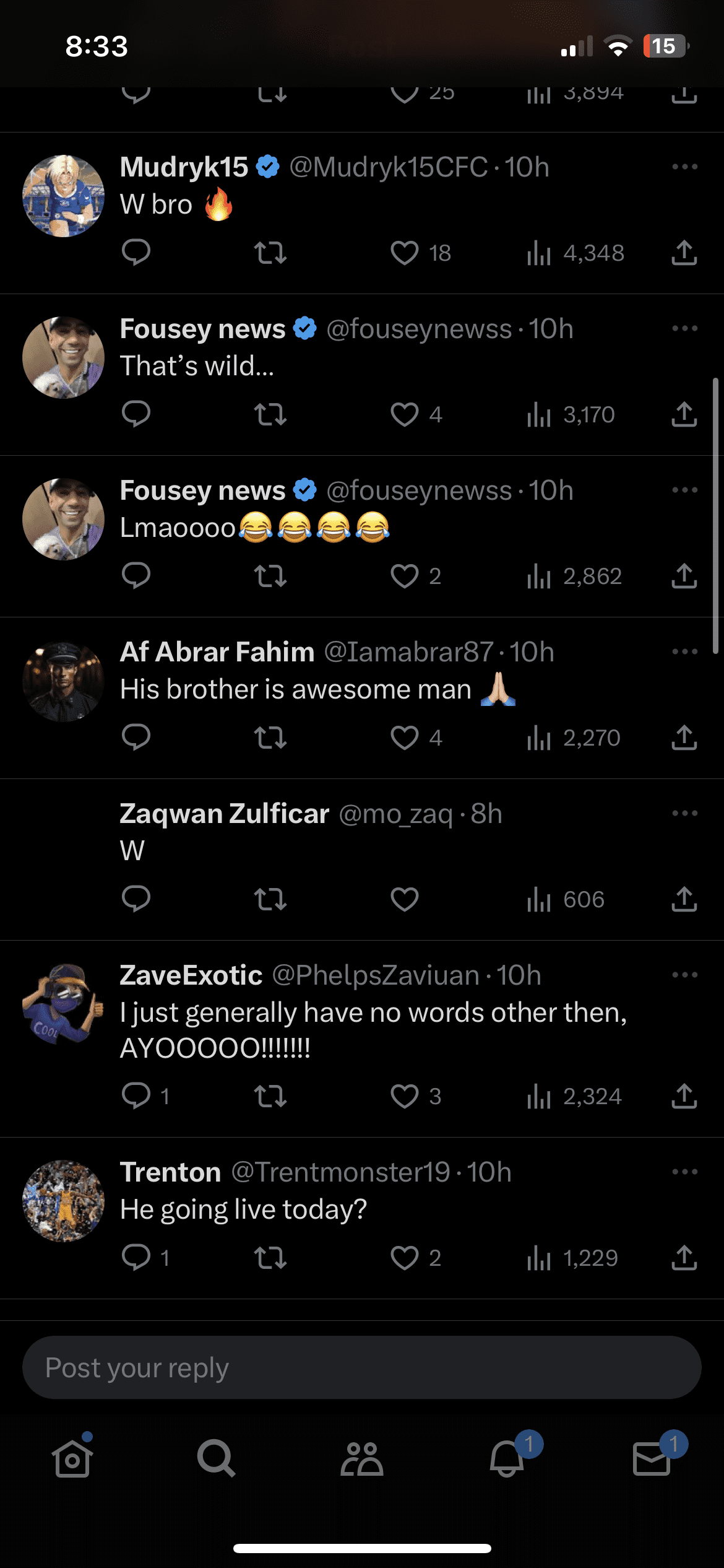 A screenshot of the comments by fans (@speedupdates1/X)