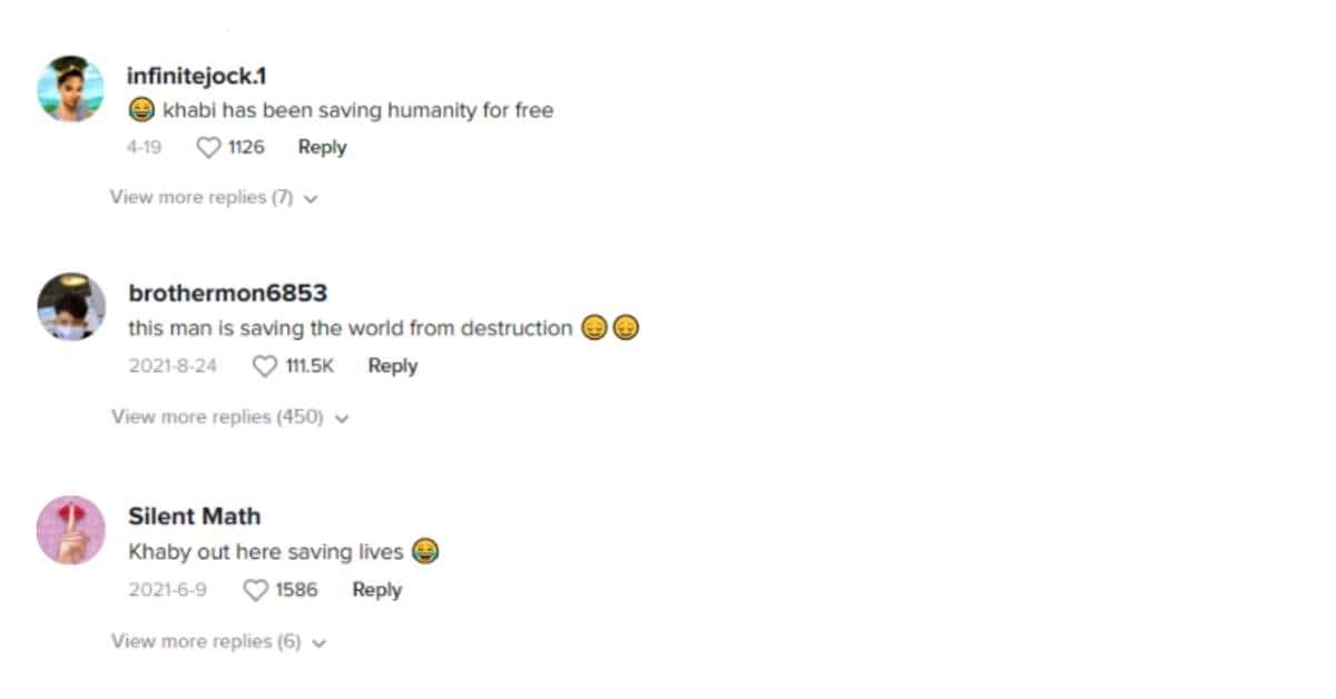 Khaby Lame Comment section (khaby.lame/ TikTok)