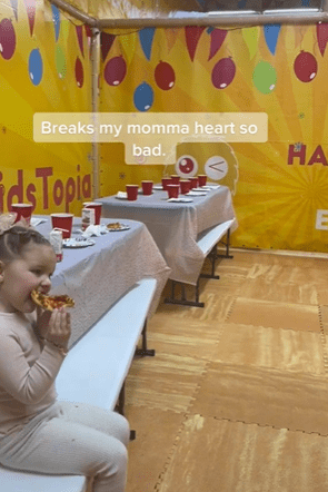 Avery was captured having pizza on her birthday all alone (Photo credit screenshot breannemstrong/TikTok)
