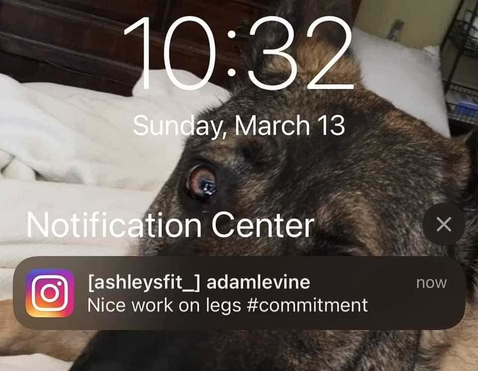 Levine's message to Russell ( Ashleysfit/ Instagram)