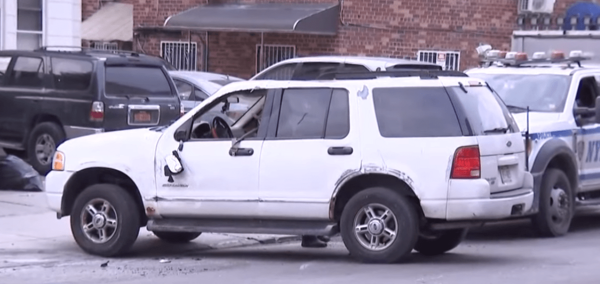 When Stephen Giralo ran over his estranged wife with his car (in picture), their children were sitting inside with him (Screengrab/CBS)