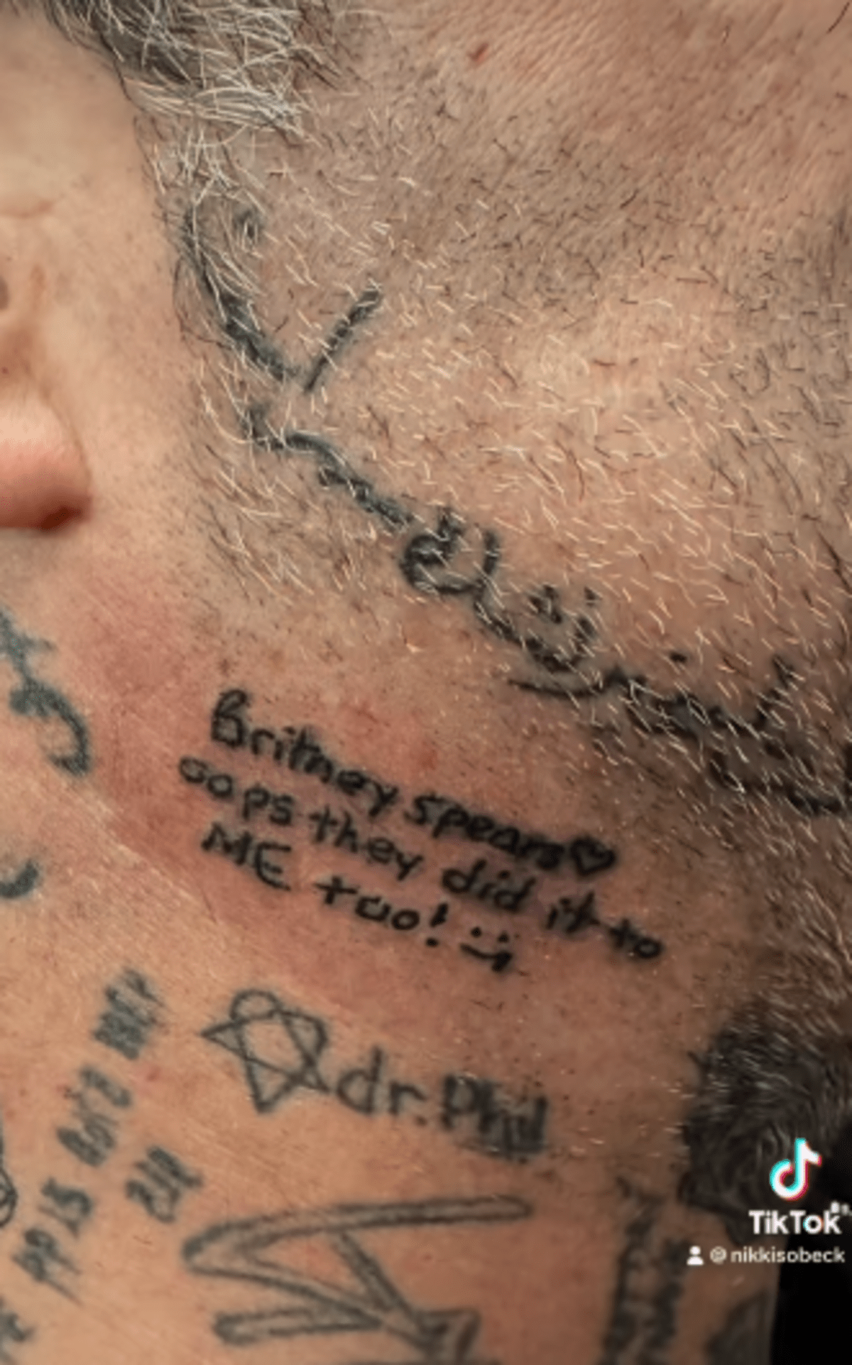 Bam Margera gets new Britney Spears tattoo saying 'Oops they did it to me too' (nikkiink215/Instagram)