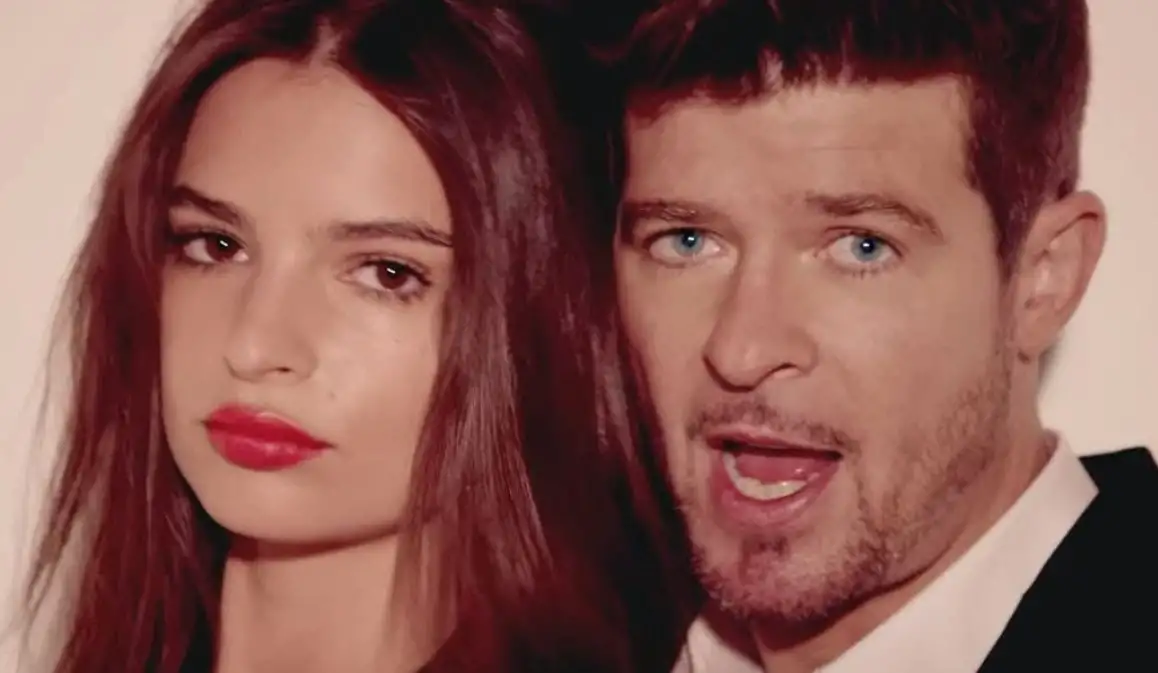 Robin Thicke and Emily Ratajkowski in Robin Thicke feat. T.I. & Pharrell: Blurred Lines (2013) (IMDb)