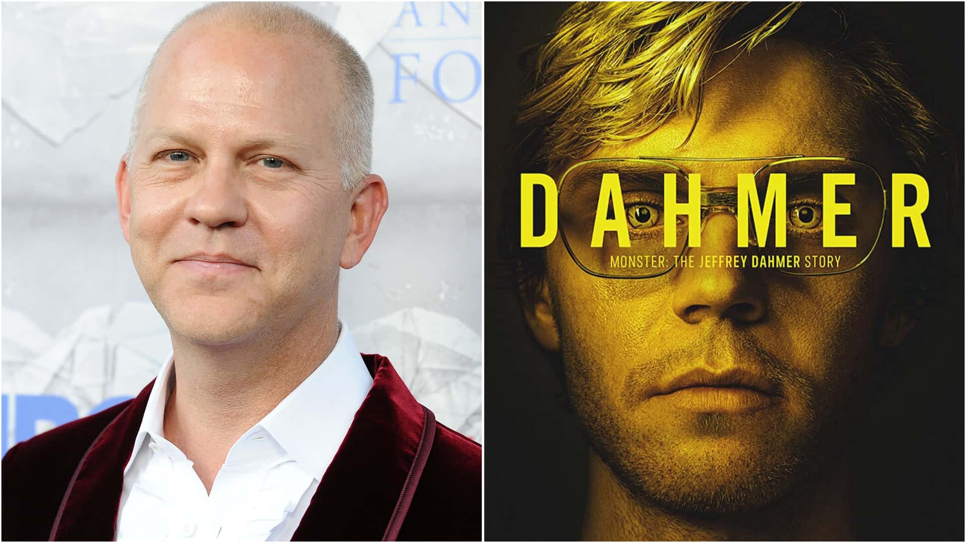 Ryan Murphy attending an event (Jason Laveris/Getty Images) and the official poster of 'Monster: The Jeffrey Dahmer Story' (Netflix)