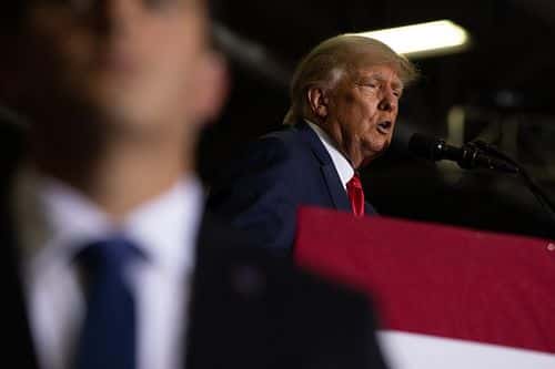 Former President Donald Trump speaks during a Save America rally on October 1, 2022 (Photo by Emily Elconin/Getty Images)