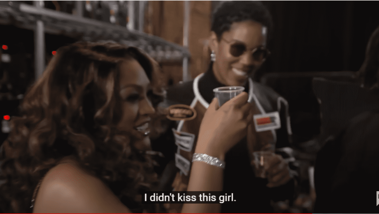 Drew Sidora, who filed for divorce from her spouse of nine years, Ralph Pittman, in March, is the target of claims of adultery and girl-on-girl action in a sneak peek at the second half of 'RHOA' (YouTube/bravo)