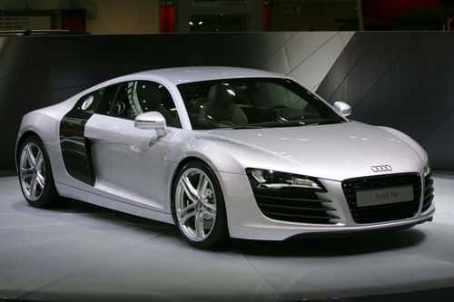 An Audi R8 is displayed during Media Days preview at the 100th annual Los Angeles Auto Show in the Los Angeles Convention Center on November 30, 2006 in Los Angeles, California. The auto show opens to the public on December 1.