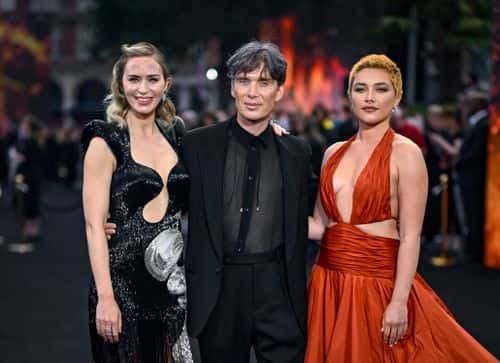 (L-R) Emily Blunt, Cillian Murphy and Florence Pugh attend the 