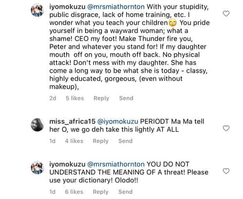 'RHOP' star Wendy Osefo's mother Iyon Susan Okuzu and Mia Thornton's feud on social media (Twitter/@@JaysRealityBlog)