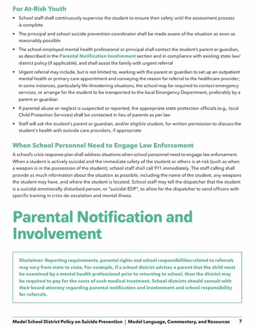 Model School District Policy
on Suicide Prevention (thetrevorproject.org)