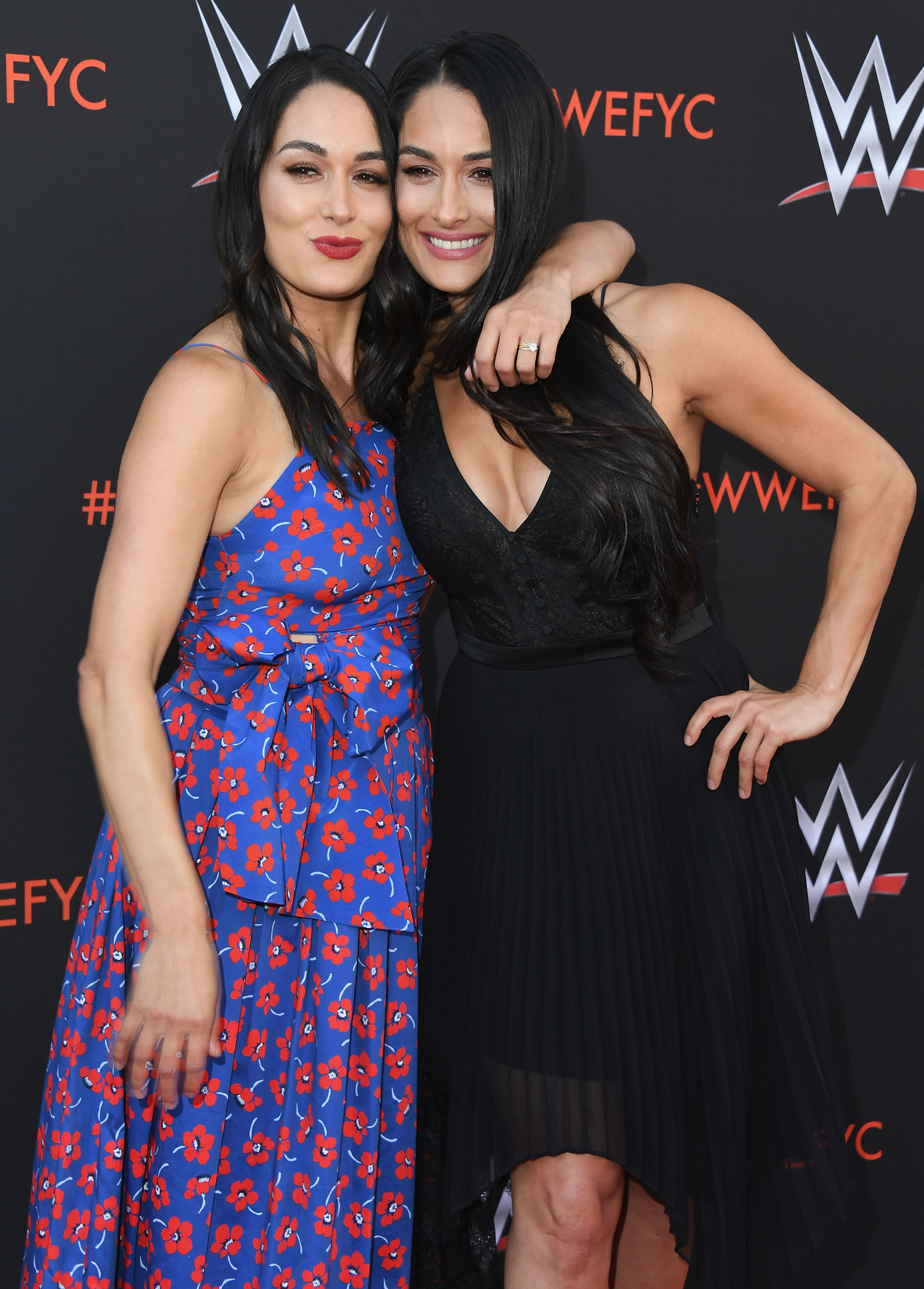 Brie Bella and Nikki Bella attend WWE's First-Ever Emmy 'For Your Consideration' Event at Saban Media Center on June 6, 2018 in North Hollywood, California.