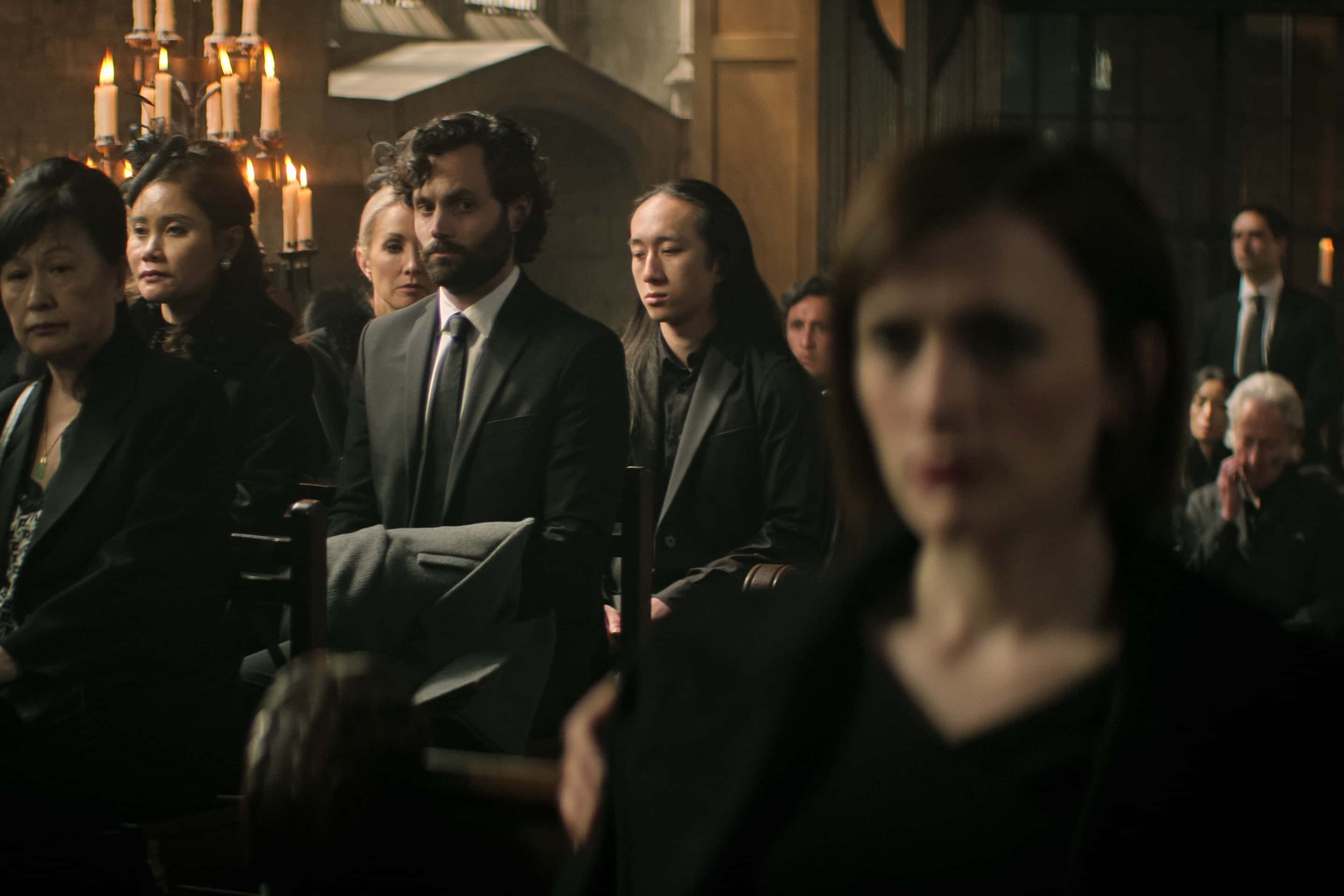 Penn Badgley (Joe) and Charlotte Ritchie (Kate) in 'You' Season 4 (Netflix)