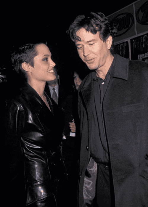 Angelina Jolie and Timothy Hutton met on the sets of 'Playing God'. (Photo by Ron Galella, Ltd./Ron Galella Collection via Getty Images)