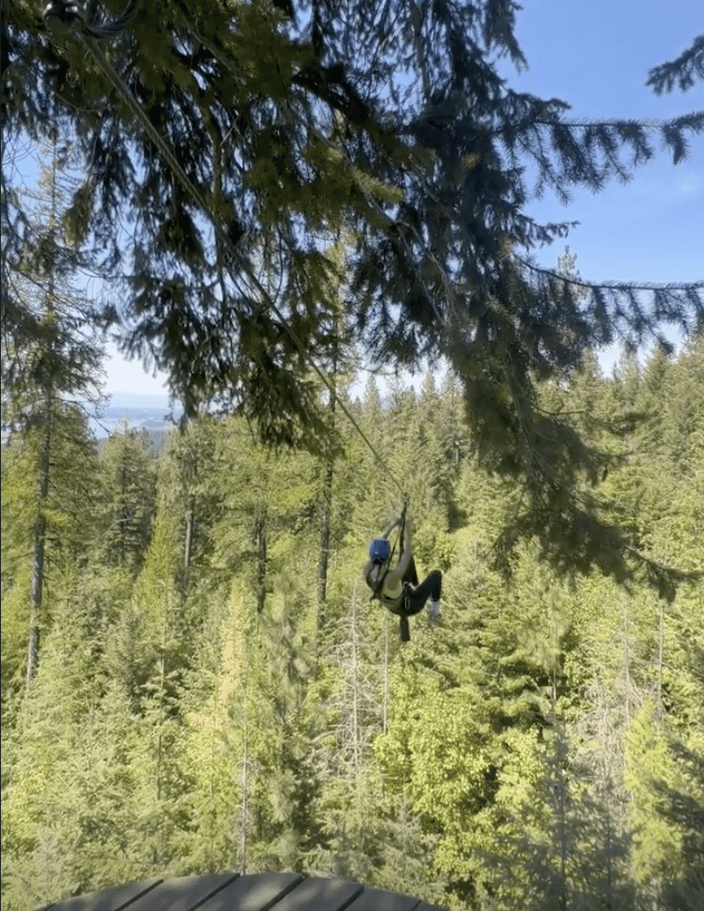 Kendall Jenner shared a video of her zip-lining into heavy woods while on her trip. (Photo: @kendalljenner/Instagram)