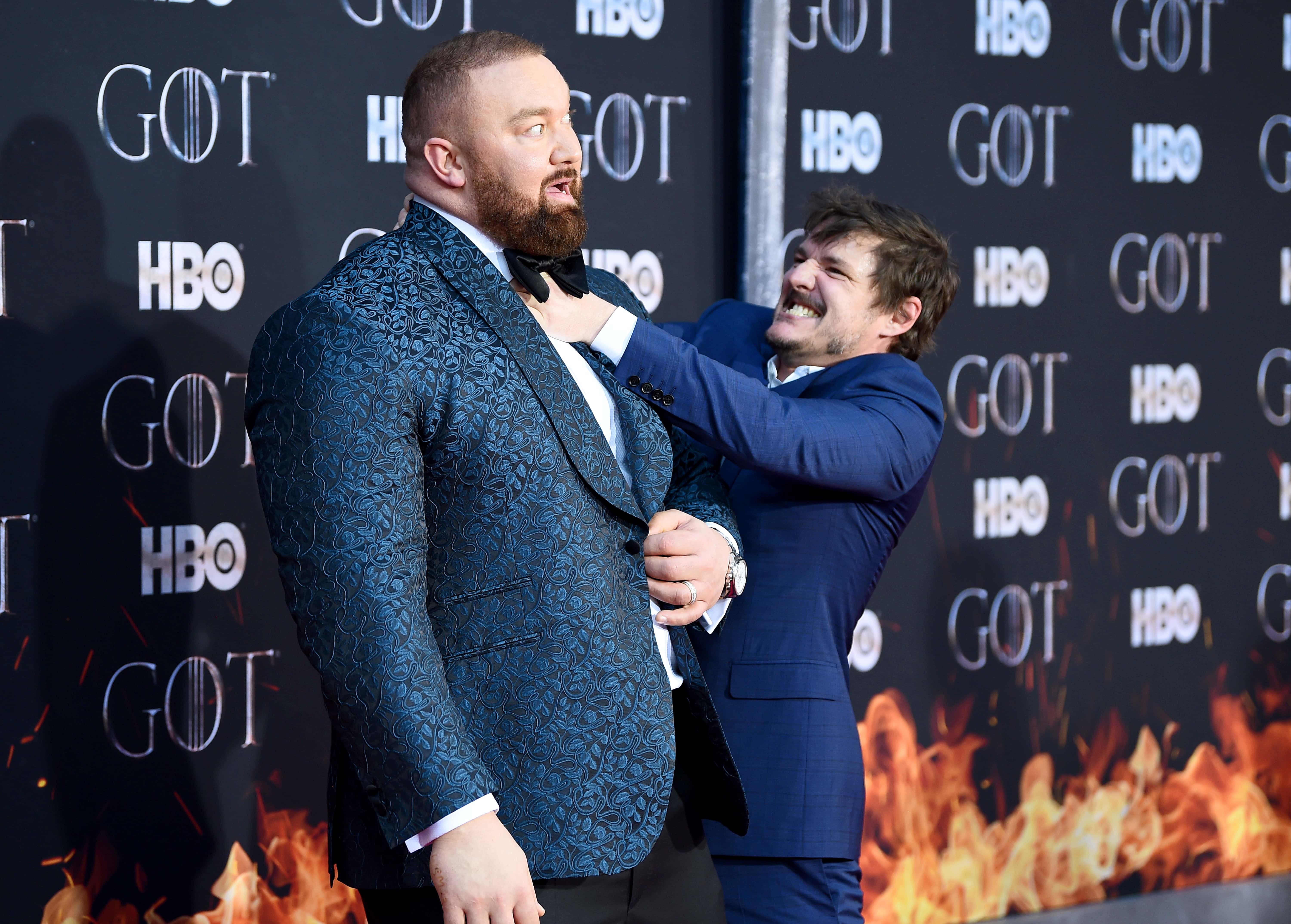 Hafþor Julius Bjornsson and Pedro Pascal attend the 
