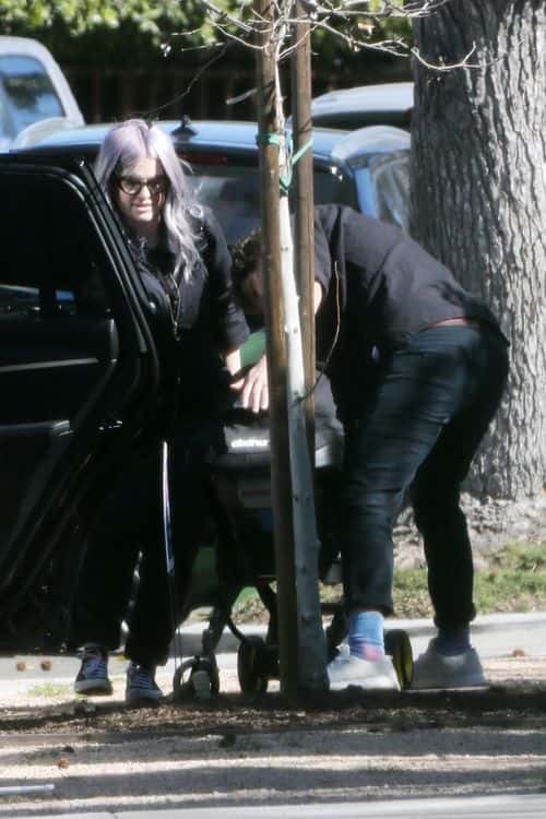 Kelly Osbourne with son Sidney. (Backgrid)