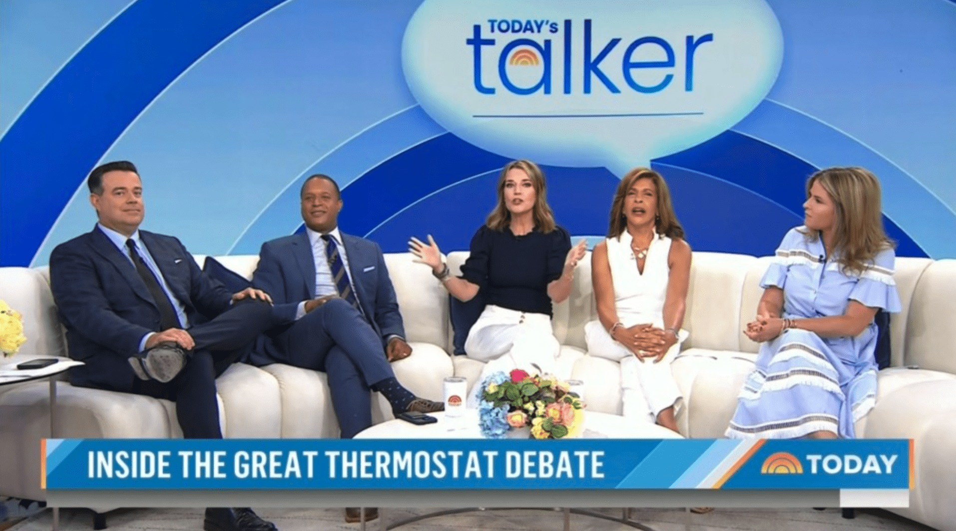Savannah Guthrie surprises her co-hosts Carson Daly, Craig Melvin, Hoda Kotb and Jenna Bush Hager with her 'booty' comment (NBC)