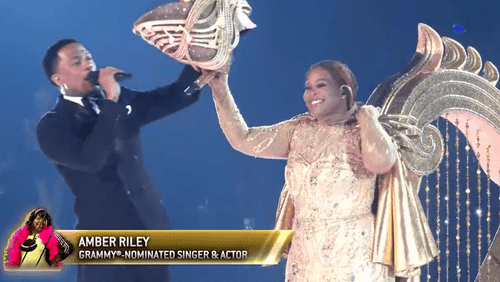 Harp unmasked as Amber Riley in 'The Masked Singer' Season 8 finale (FOX)