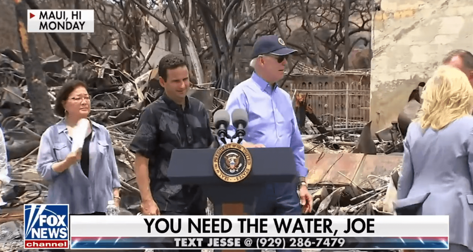 Fox News showcased a clip of Joe Biden walking away after an awkward silence in Hawaii (Twitter/@JesseBWatters)