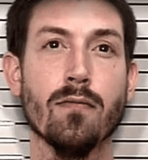 Sheryl Leach's son Patrick's mugshot as shown in the Peacock original series. (Peacock/I Love You, You Hate Me)