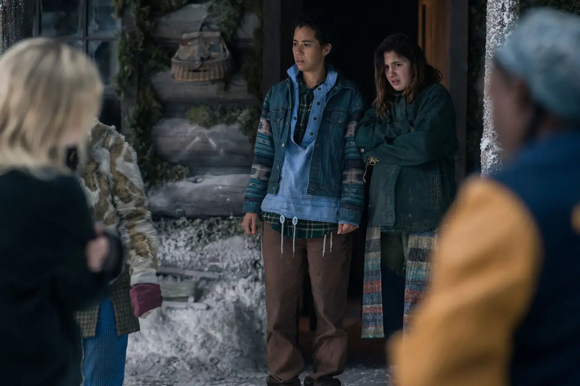 Jasmin Savoy Brown as Teen Taissa and Sophie Nélisse as Teen Shauna in 'Yellowjackets' Season 2 (Showtime)