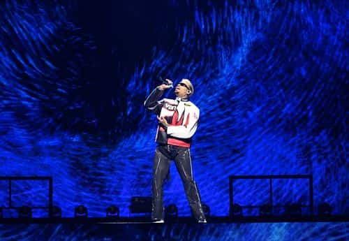Chris Brown performs as part of his