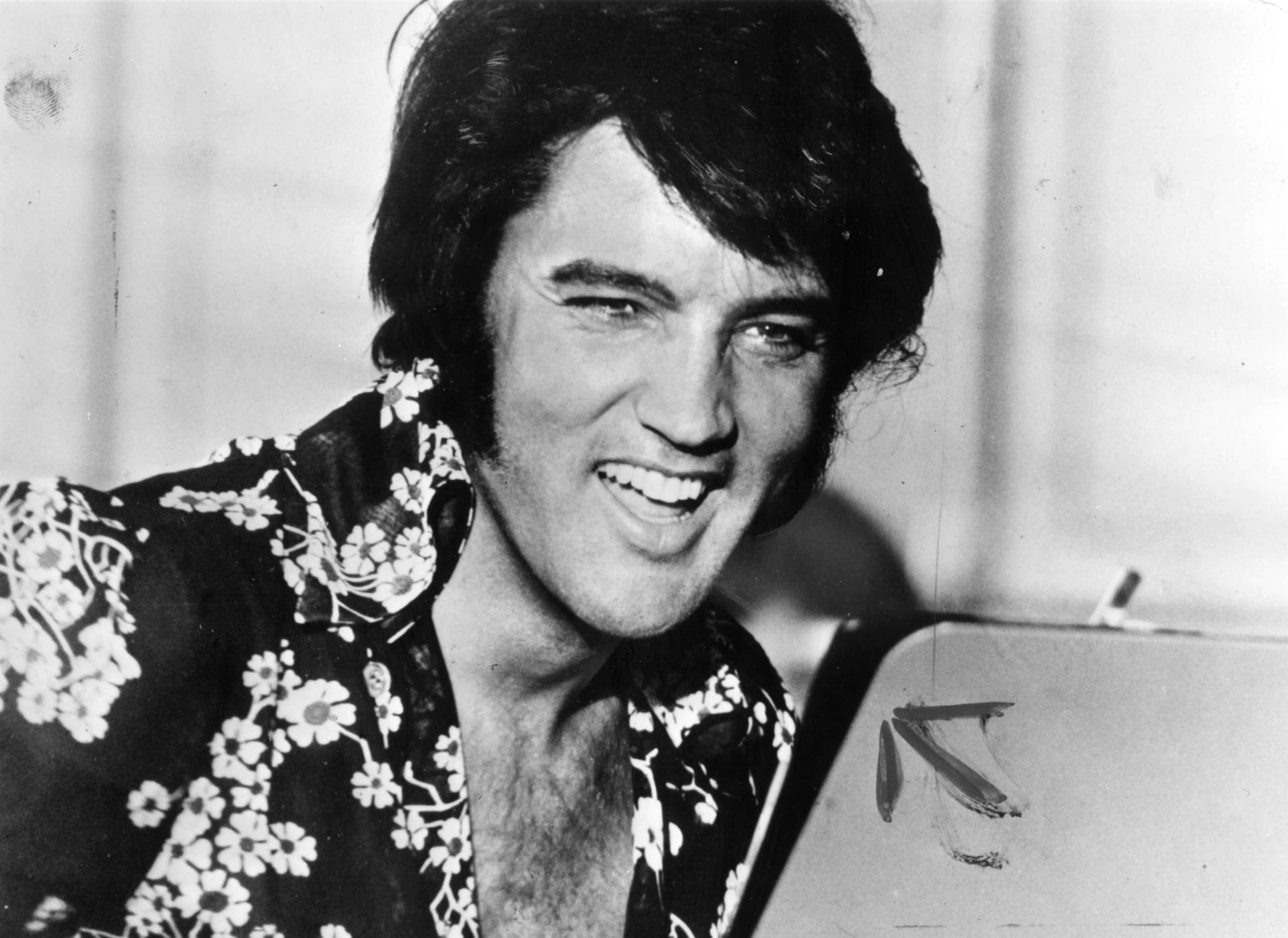 American popular singer and film star Elvis Presley (1935 - 1977), to his fans the undisputed 'King of Rock 'n' Roll'.