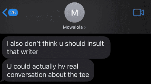 Ye West shared his conversation with fashion designer Mowalola Ogunlesi who ourged Ye to not insult the writer (kanyewest/Instagram)