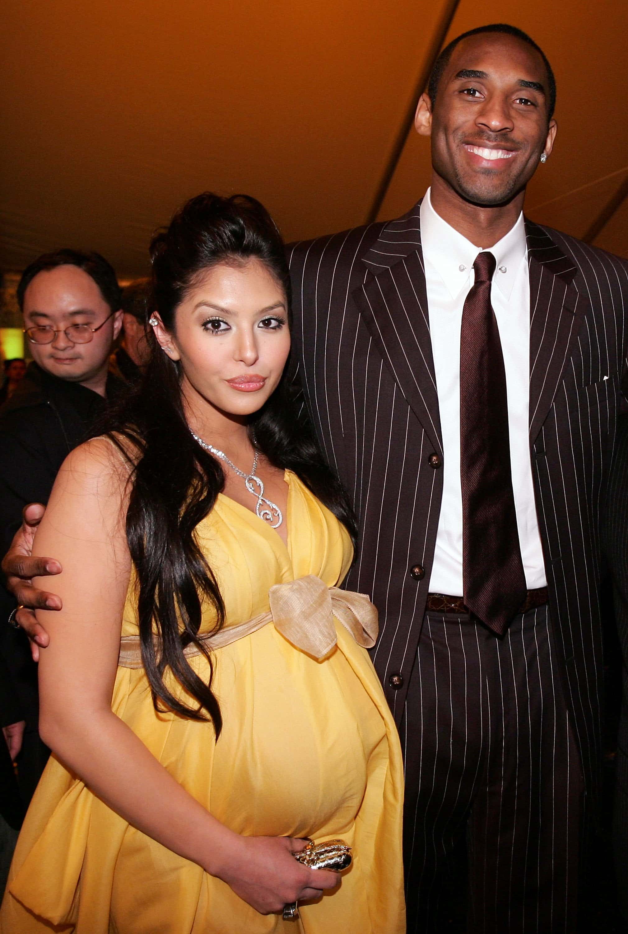 Lakers basketball player Kobe Bryant and his wife Vanessa pose at the Los Angeles Lakers 3rd annual Mirage Las Vegas Casino Night and Bodog Celebrity Poker Invitational benefiting Los Angeles Lakers Youth Foundation at Barker Hangar on April 12, 2006 in Santa Monica, California. (Photo by Vince Bucci/Getty Images for Bodog.Com)