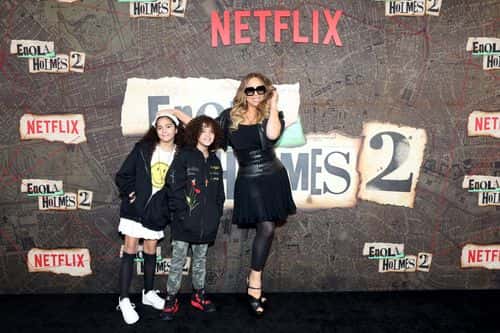 Mariah Carey and family attend the Netflix Enola Holmes 2 Premiere  on October 27, 2022 in New York City.