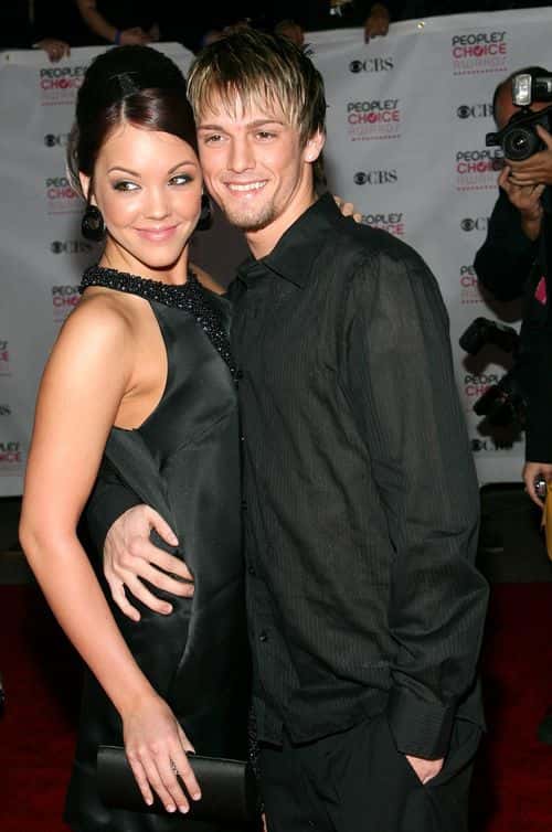 Singer Aaron Carter and Kaci Brown arrive at the 33rd Annual People's Choice Awards held at the Shrine Auditorium on January 9, 2007 in Los Angeles, California.