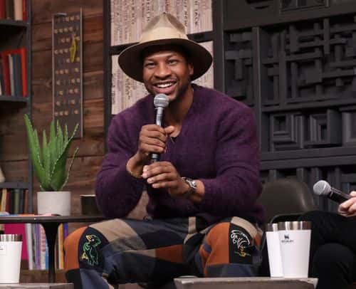 Jonathan Majors speaks during 2023 Sundance Film Festival The Big Conversation 2 at Filmmaker Lodge on January 21, 2023 in Park City, Utah.