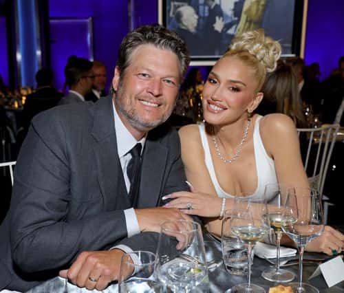 (L-R) Blake Shelton and Gwen Stefani attend the 48th Annual AFI Life Achievement Award Honoring Julie Andrews at Dolby Theatre on June 09, 2022 in Hollywood, California.