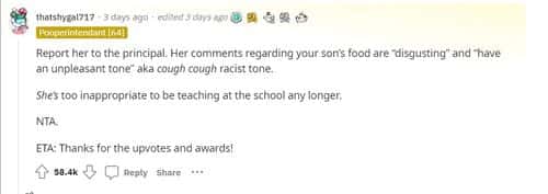 The post soon attracted immense social media attention with many users encouraging the mother to file a take against the ‘racist’ teacher. (Reddit)