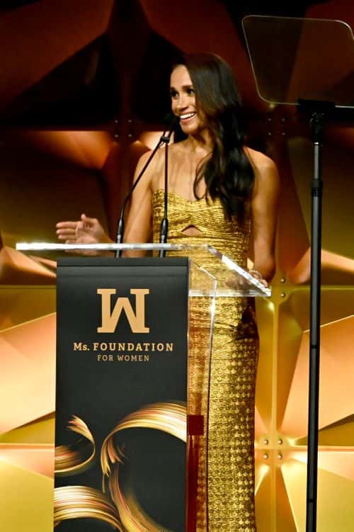 Woman of Vision Meghan, The Duchess of Sussex speaks onstage during the Ms. Foundation Women of Vision Awards: Celebrating Generations of Progress & Power at Ziegfeld Ballroom on May 16, 2023 in New York City.