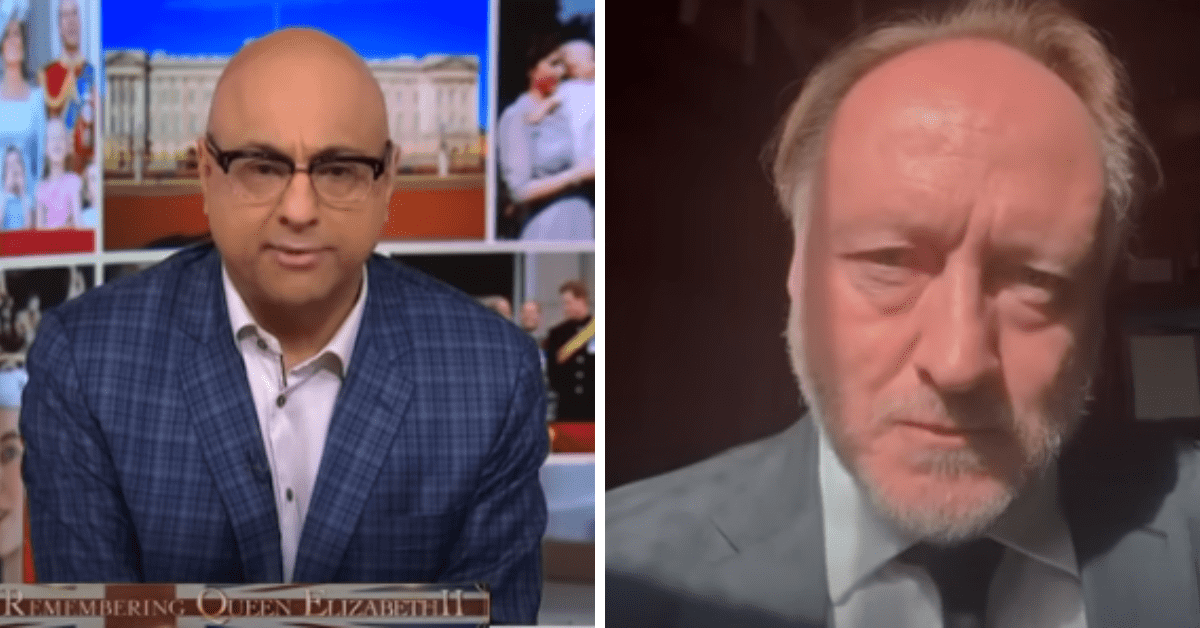 British Historian Andrew Roberts (R) slammed MSNBC host Ali Velshi (L) on live TV (MSNBC/YouTube)