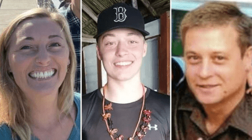 Trevor Bickford's parents were identified as Audra D'Antilio (L) and Thomas Kimo Bickford (R) (Audra D’Antilio Simpson/ Facebook, bibberfuneral website)