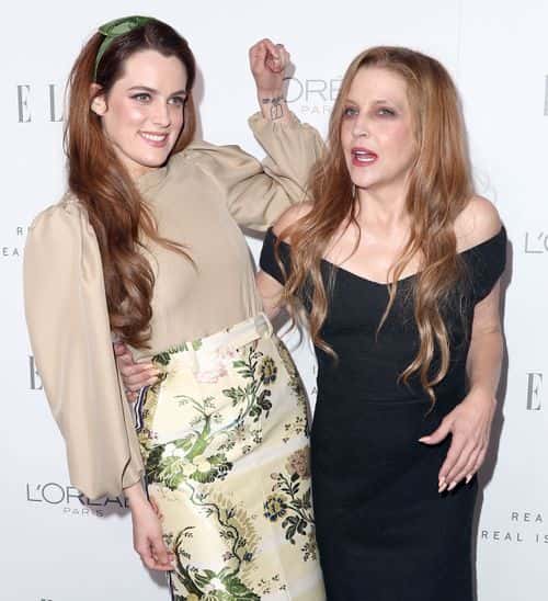 Riley Keough (L) and Lisa Marie Presley attend ELLE's 24th Annual Women in Hollywood Celebration at the Four Seasons Hotel Los Angeles at Beverly Hills on October 16, 2017 in Los Angeles, California. (Photo by Frederick M. Brown/Getty Images)