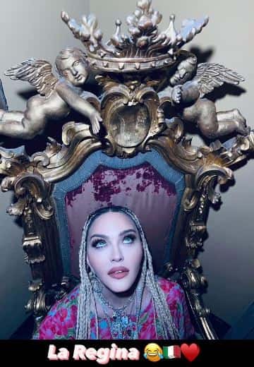 She posed for another picture sitting on a gold throne at the church (@Madonna/Instagram)