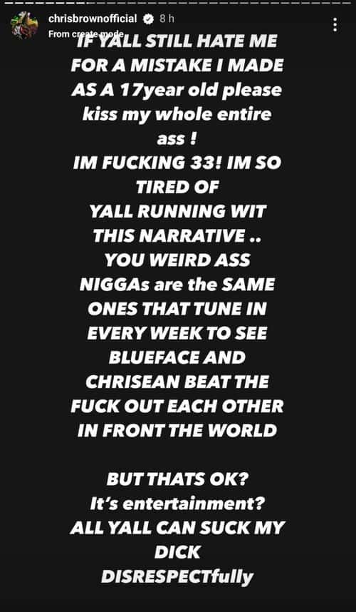 Chris Brown lashes out on Instagram (Instagram/@Chrisbrownofficial)